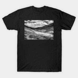 Whinlatter Pass, Cumbria, England, Black And White T-Shirt